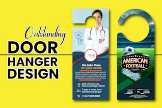 design outstanding door hanger, rack card, dl flyer or postcard