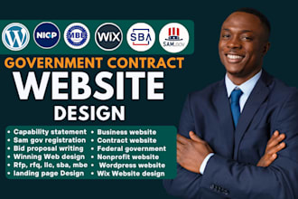 design wordpress, wix government contract website to win contract bid on sam gov