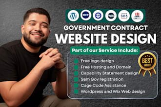 design wordpress, wix government contract website to win contract bid on sam gov