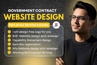 design wordpress, wix government contract website to win contract bid on sam gov
