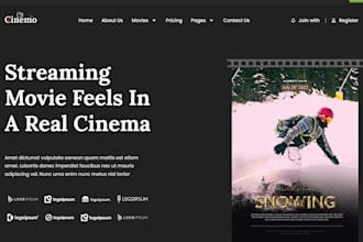 design professional cinema website, videography portfolio, video streaming site