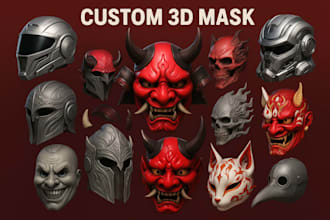 do custom 3d mask, halloween masks, cosplay helmet, fantasy mask for 3d printing