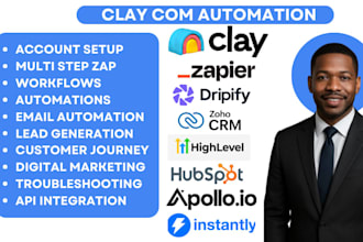 automate clay com instantly ai zapier hubspot gohighlevel apollo io dripify zoho