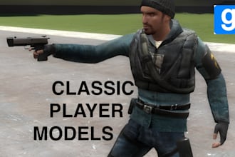 create customisable 3d game character skin for your gmod player model, l4d2, hl2