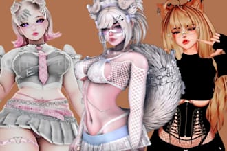 do custom vrchat avatar anime furry nsfw avatar 3d model vrc character in unity