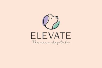 design elegant dog bath tub logo