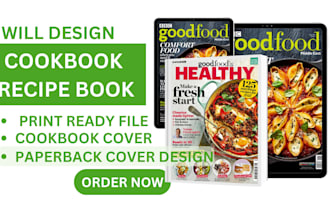 write and design paperback food recipe,  self help and cookbook cover