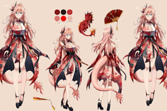 draw character reference sheet design vtuber ref sheet in anime style nsfw art