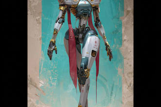 draw cyberpunk, sci fi, robot, mecha character concept art