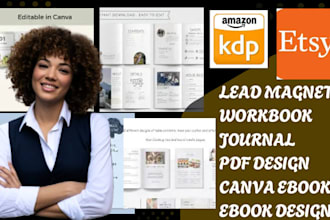 do lead magnet design, canva ebook design, workbook, journal, layout design