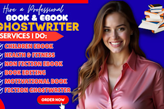 ghostwrite fiction and non fiction ebook writing, proofread self help ebook KDP