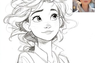 draw a portrait in semi realism disney cartoon style