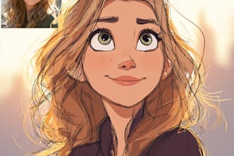 do a cute disney cartoon portrait