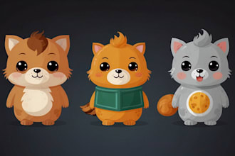 create character, cute, animal, food and cartoon mascot vector