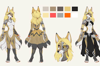 draw detailed furry reference sheet, anthro character, furry ref sheet, ych