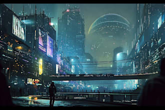 desing cyberpunk futuristic city illustration