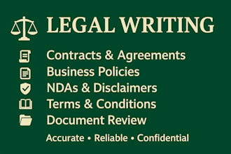 write legal document and draft contracts on legal policies