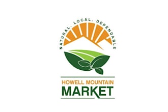 design small town country market in the mountains logo