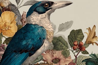 draw an animal and botanical illustration