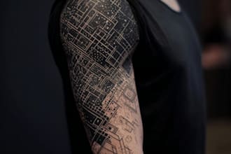 create sleeve tattoo design in geometric style