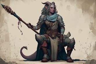 draw dnd character art design illustration, game art