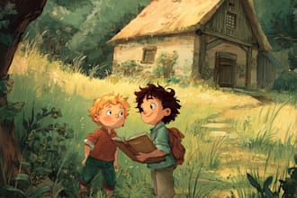 draw children story book illustration, cover art for kdp amazon