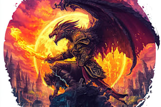 draw fantasy game logo and branding