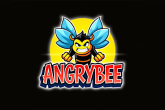 make a high quality angry bee logo design with unlimited revisions