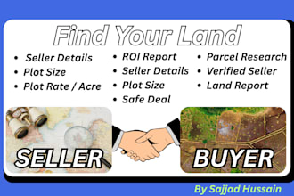 find land parcels with seller info and plot size