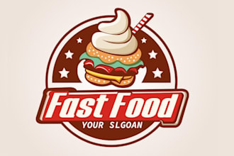 create retro french fries mascot character logo