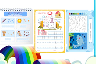 design kids worksheets, kids activity books, and a creative coloring page book