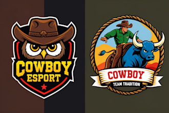 make animal mascot cowboy western logo