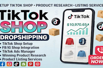 setup tiktok shop dropshipping, facebook shop and instagram shop optimization