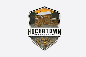 design short term rental cabin in oklahoma logo