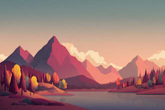 draw a flat vector landscape illustration