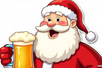 design super unique santa beer logo in very short time
