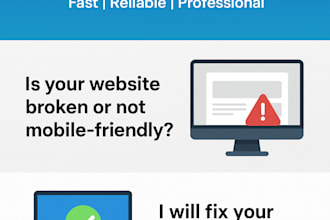 fix and build responsive HTML, CSS, and angular websites