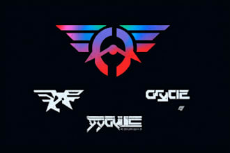 do futuristic minimalist cyberpunk glitch  logo