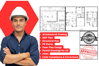 draw, stamp architectural 2d floor plan mep houseplan permit blueprint draftman