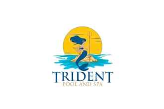 design traditional update trident mermaid logo