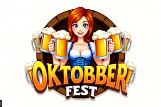 give you high quality oktober party logo for you in just 1 day
