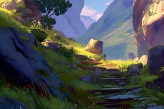 create a custom 2d environment art and background art