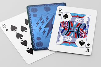 design custom 52 deck of playing card game art uno poker cards, card box mockup