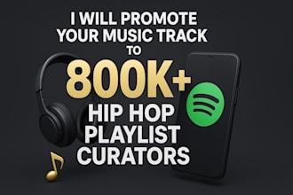 promote your music track to 800k hip hop playlist curators