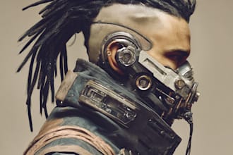 create a unique sci fi character and sci fi concept art