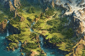make fantasy map illustration for novels and games
