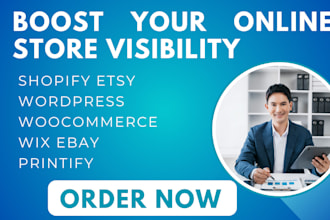 promote and market your shopify woocommerce wix etsy wordpress and ebay store