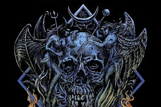 draw detailed dark art for metal band t shirt album cover