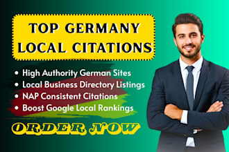 create 150 germany local citations and business listings for website ranking