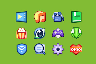 design a 3d cartoony vector icon set